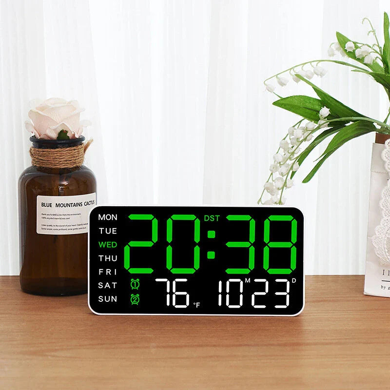 Multifunctional LED Digital Wall Clock - Borderless, Hanging or Standing Display for Living Room