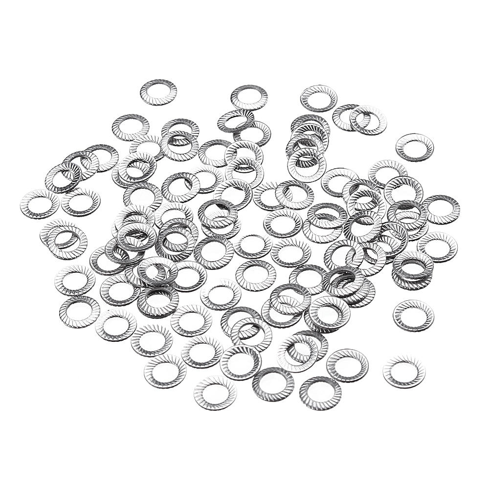 100Pcs M3 M4 Stainless Steel Double-sided Tooth Washers Ribbed Safety Spring Lock Anti-slip Washer