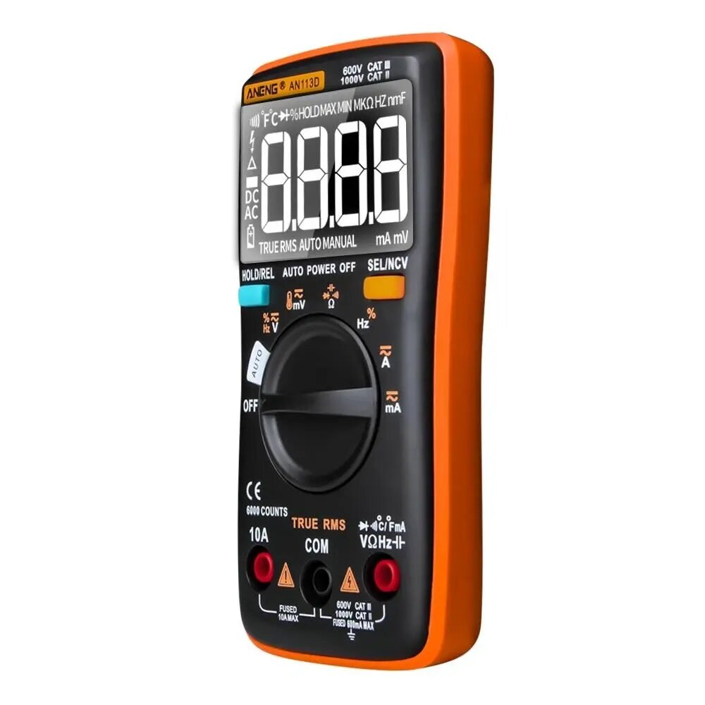 Intelligent Auto Measure True- RMS Digital Multimeter 6000 Counts Resistance Diode Continuity Tester