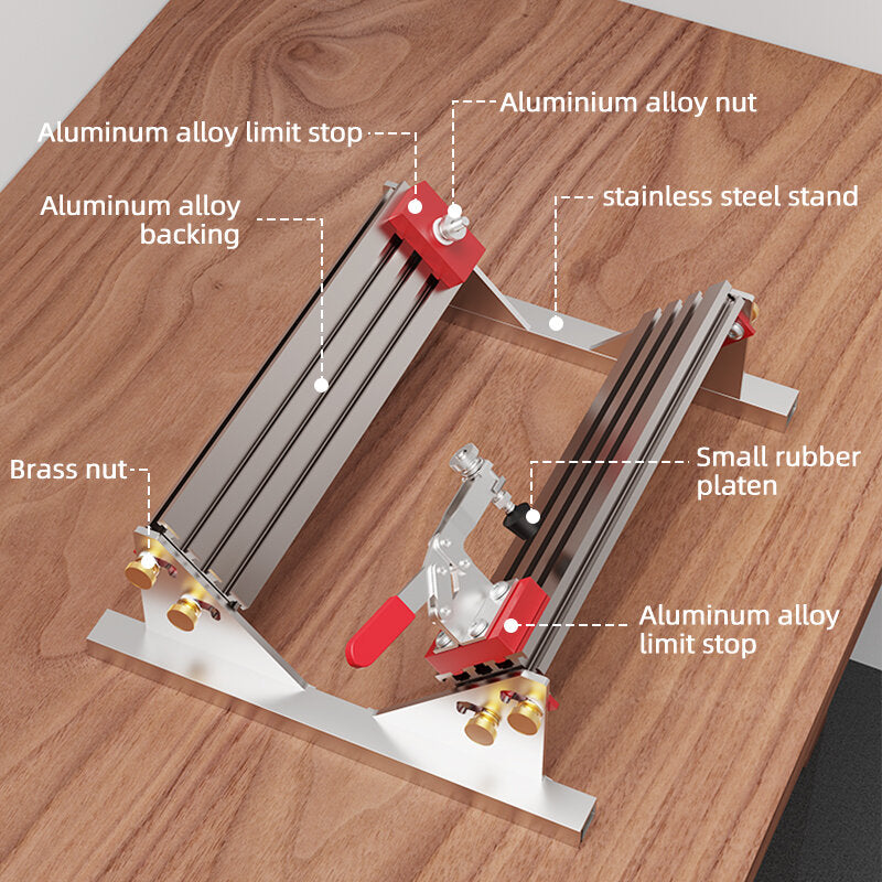 Adjustable Spline Jig for Table Saw & Router - Aluminum, 1/2"-16" Size, 4 Flip Stops