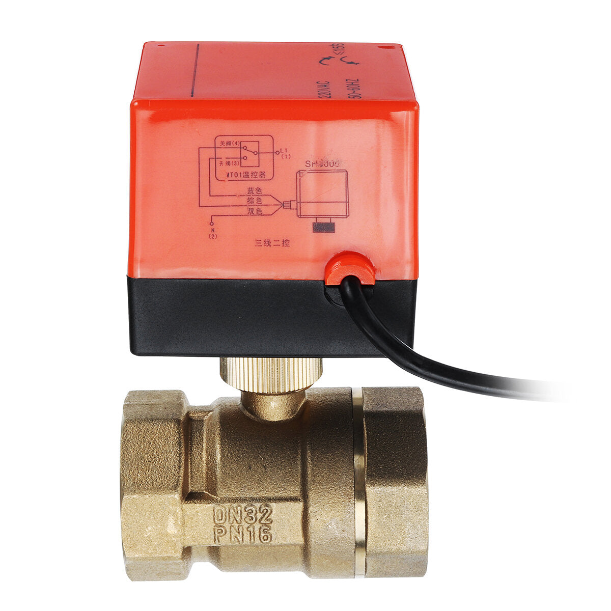 1/2" 3/4" 1" 1-1/4" Motorized Electric Brass Ball Valves 3 Wire AC 220V Full Port Valve