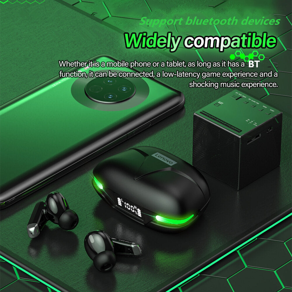 TWS bluetooth 5.0 Gaming Headset Digital Display Low Latency Headphones 9D Stereo Noise Cancelling Earphone with Mic