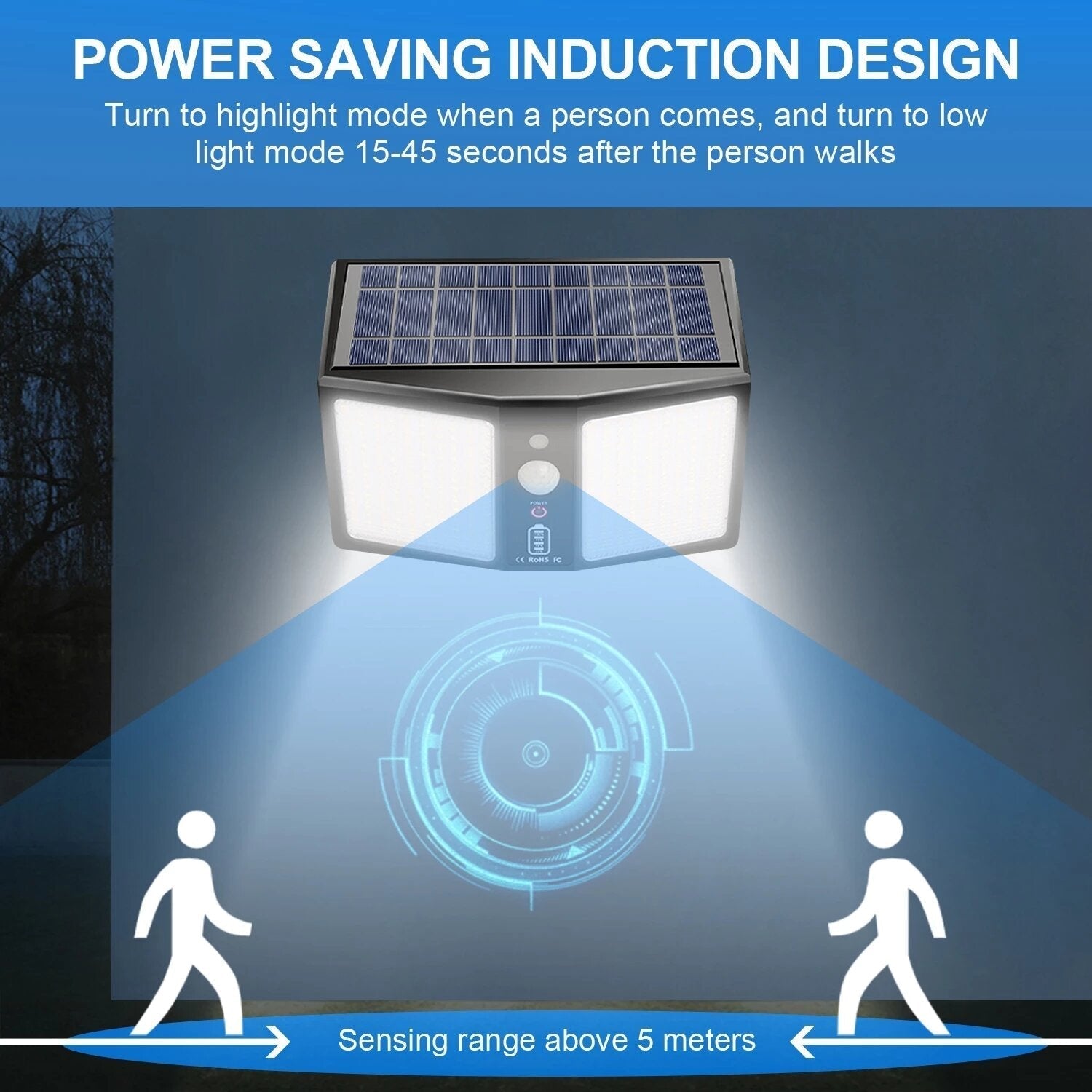 360LED Solar Light Wall Lamps 12000mAh 6 Modes Motion Sensor IP65 Waterproof Outdoor Yard Garden Street Induction Night Light