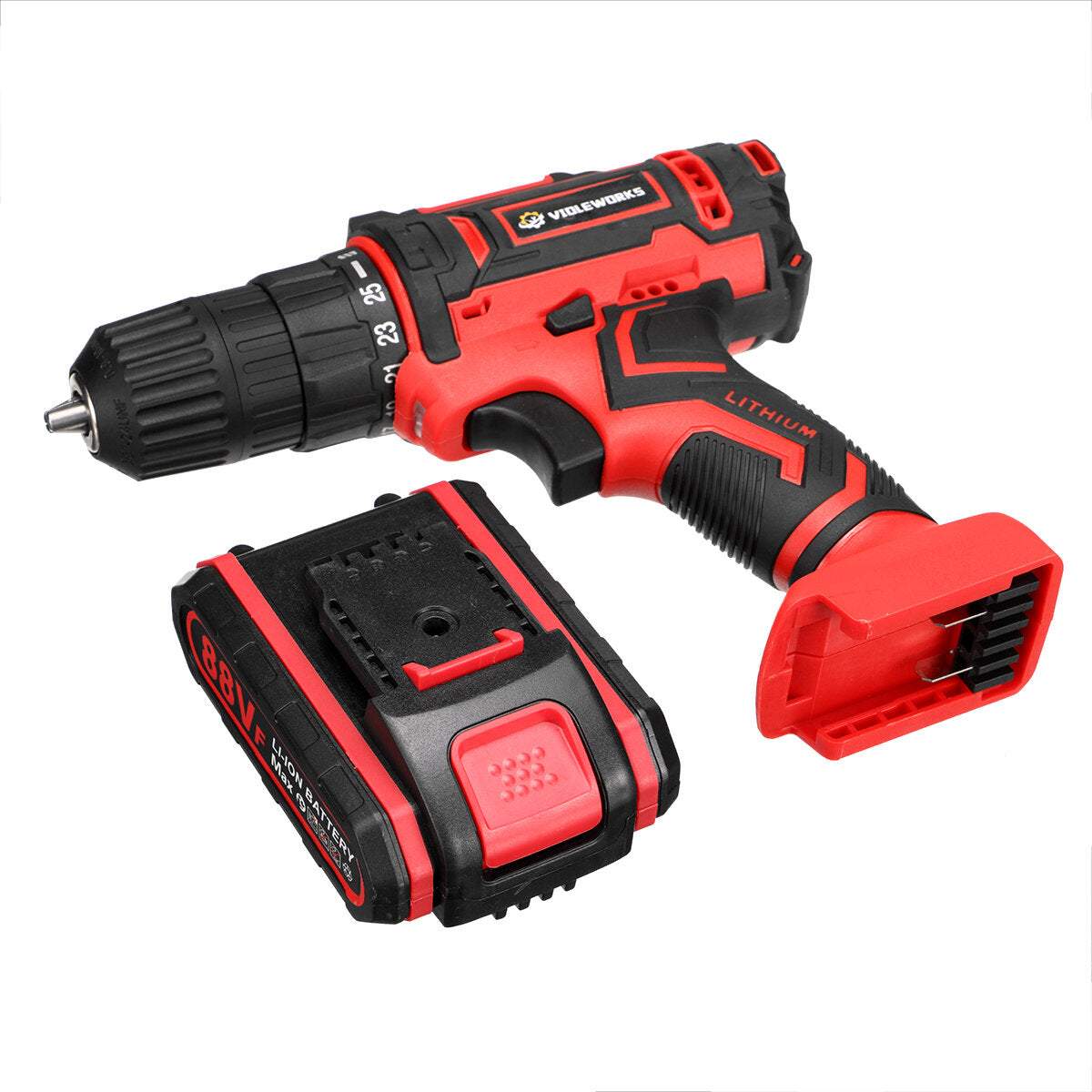 88VF 6000mAh Cordless Electric Drill Screwdriver + 30Pcs Accessories + 1/2Pcs Battery