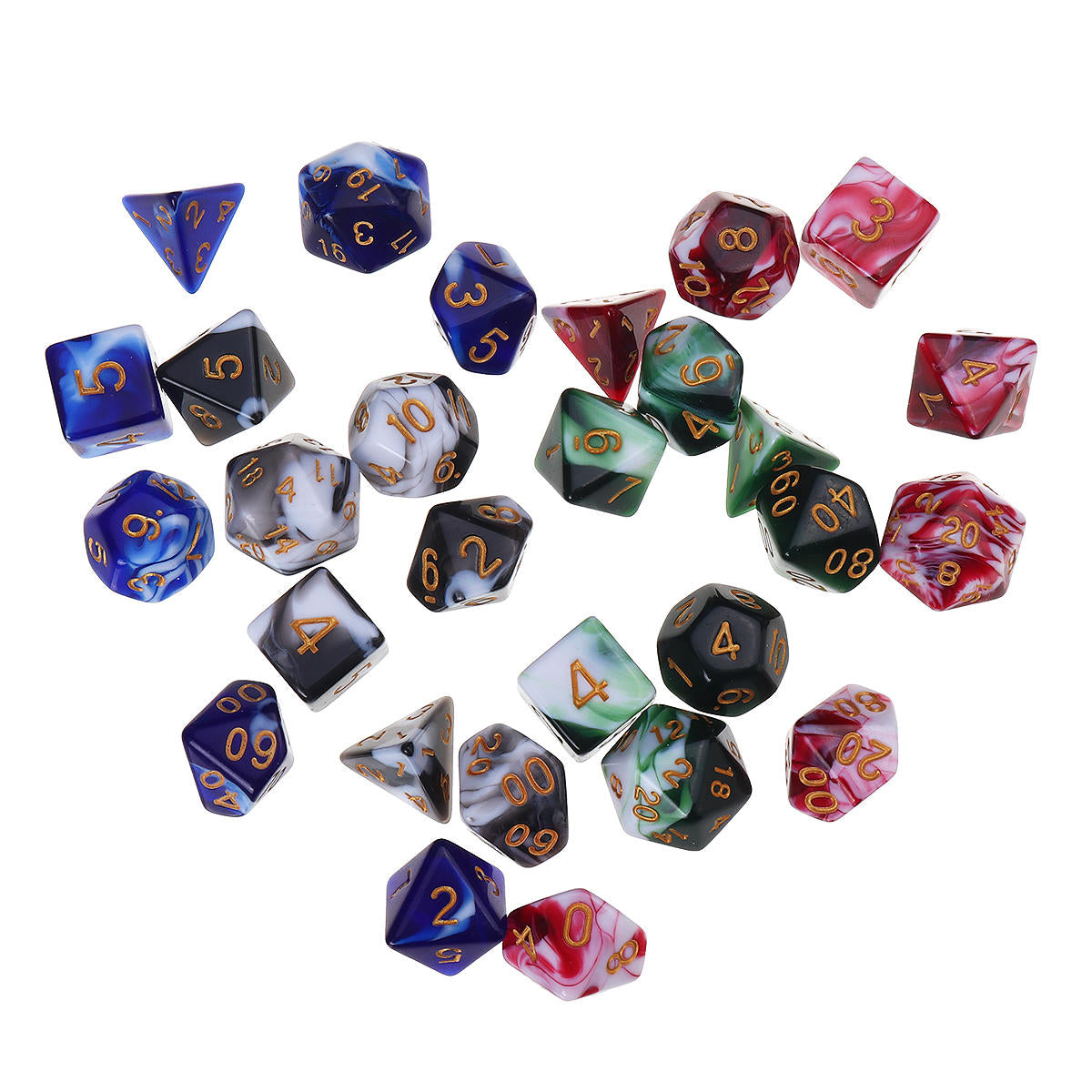 28Pcs Multisided Dice Polyhedral Dices Set Board RPG Dice Set 4 Colors With 4 Bags