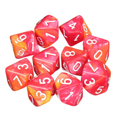 10pcs 10 Sided Dice D10 Polyhedral Dice RPG Role Playing Game Dices w/ bag