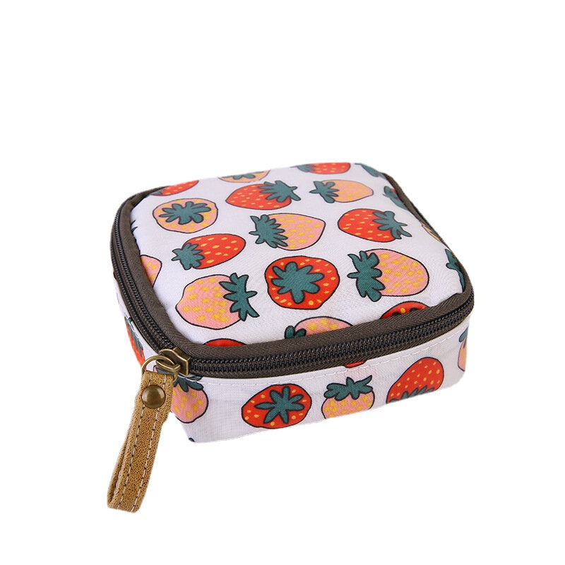 Cloth Waterproof Zipper Sanitary Napkin Cosmetic Storage Bag Coin Purse