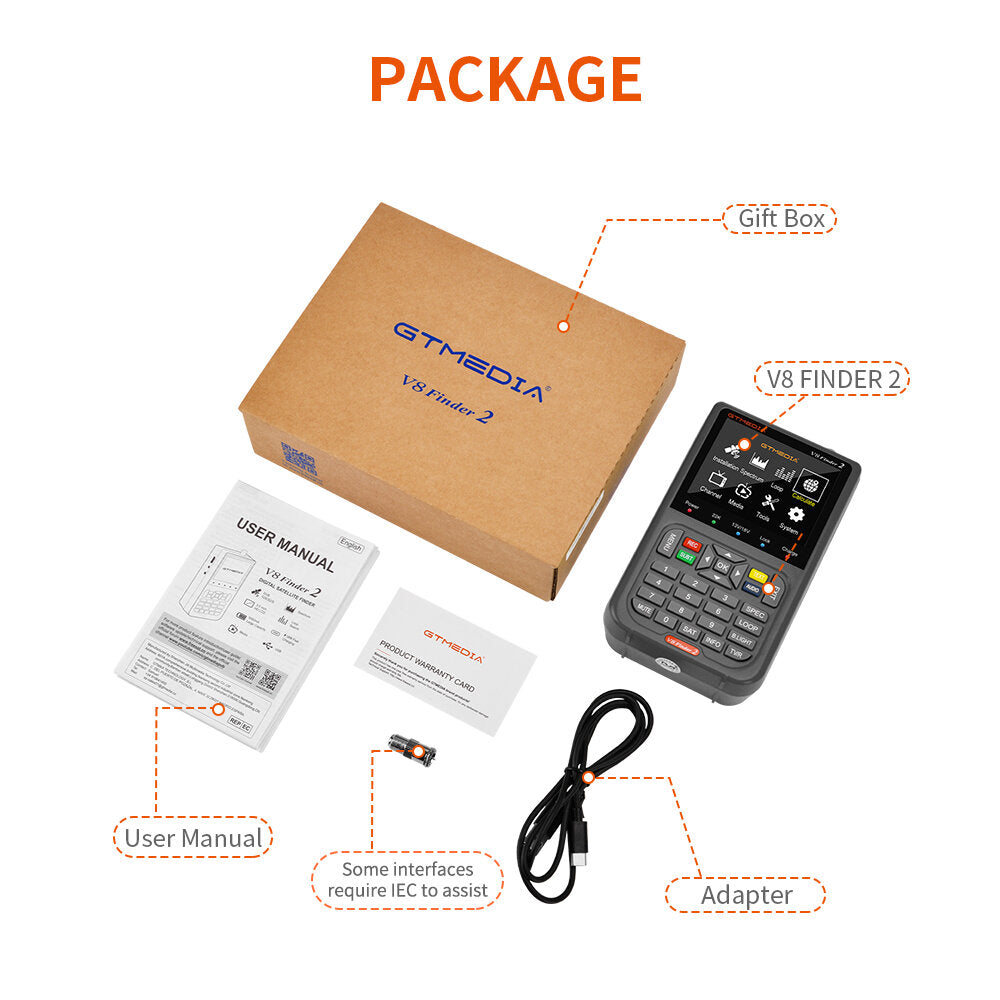 Handheld Satellite Meter 3.5 Inch High Definition LCD Screen DVB-S/S2 MPEG-2/4 H.264(8 Bit) Satellite Finders