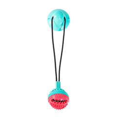 Dog Chew Toys Dog Rope Ball Pull Toy with Double Suction Cup Multi-functional Interactive Dog Tug of War Toy, Pet Aggressive Chewers with Teeth Cleaning and Food Dispensing Features