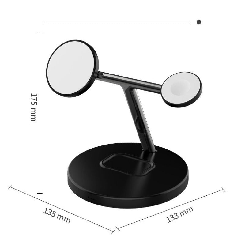 Fast Wireless Magnetic Charger Stand for iPhone 12-14, Samsung S23, Apple Watch, AirPods