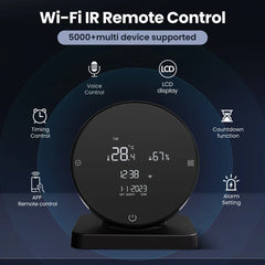 3-in-1 Tuya WiFi IR Remote Controller with Alarm Clock, Temperature & Humidity Sensor - Compatible with Alexa & Google Home