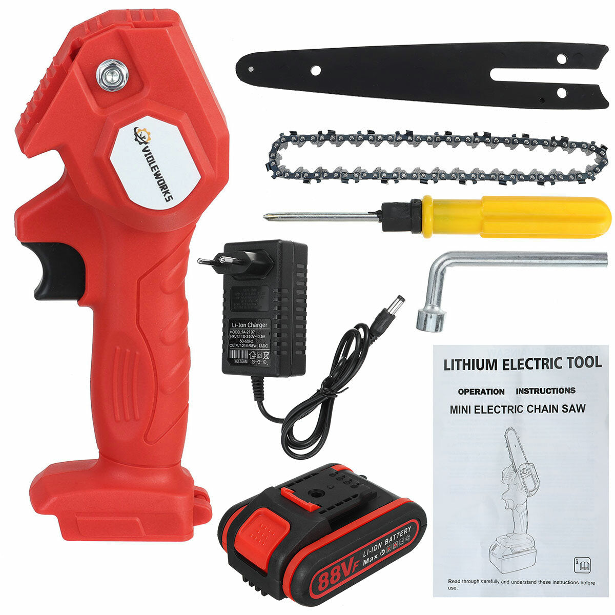 88VF 1200W 6 Inch Electric Cordless One-Hand Saw Chain Saw Woodworking Tool Kit