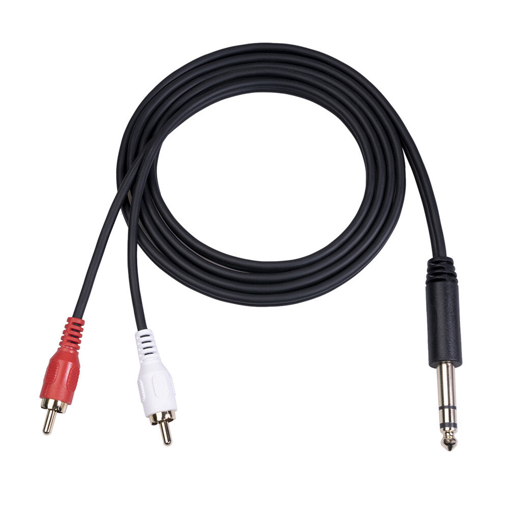 Audio Cable 6.35mm Male to Dual RCA Male Audio Line 1.5m for Tuning Mixer Amplifier DVD