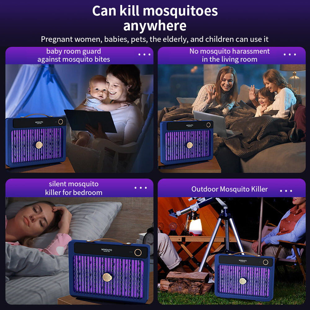 High Power 3000V Cordless Electric Mosquito Zapper Lamp, 4000mAh, Indoor/Outdoor