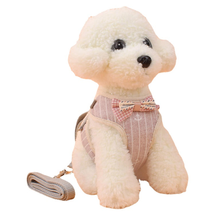 Pet Strap Leash Dog Small Dog Vest-Style Bow Evening Dress Chest Strap Dog And Cat Universal Dog Traction Rope