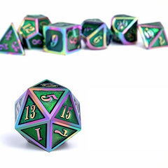 7Pcs/Set Rainbow Edge Metal Dice Set with Bag Board Role Playing Dragons Table Game Bar Party Game Dice Hobbies Toy Gift