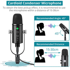 Condenser Microphone HIFI DSP Noise Reduction Reverberation Adjustable Built-In Sound Card USB Wired for YouTube Broadcast Recording Gaming