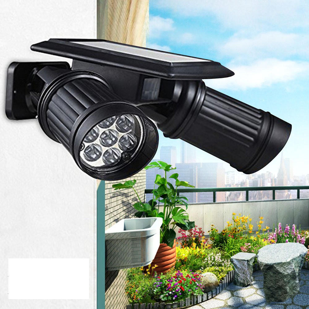 Solar Powered Motion Light Dual Head Adjustable Spotlight Waterproof Wall Light Solar Light