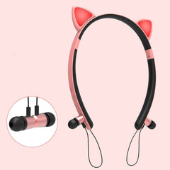 Cat Ear Cartoon Cute Magnetic bluetooth Earphone Headband Lighting Sports Headphone for Women Gifts
