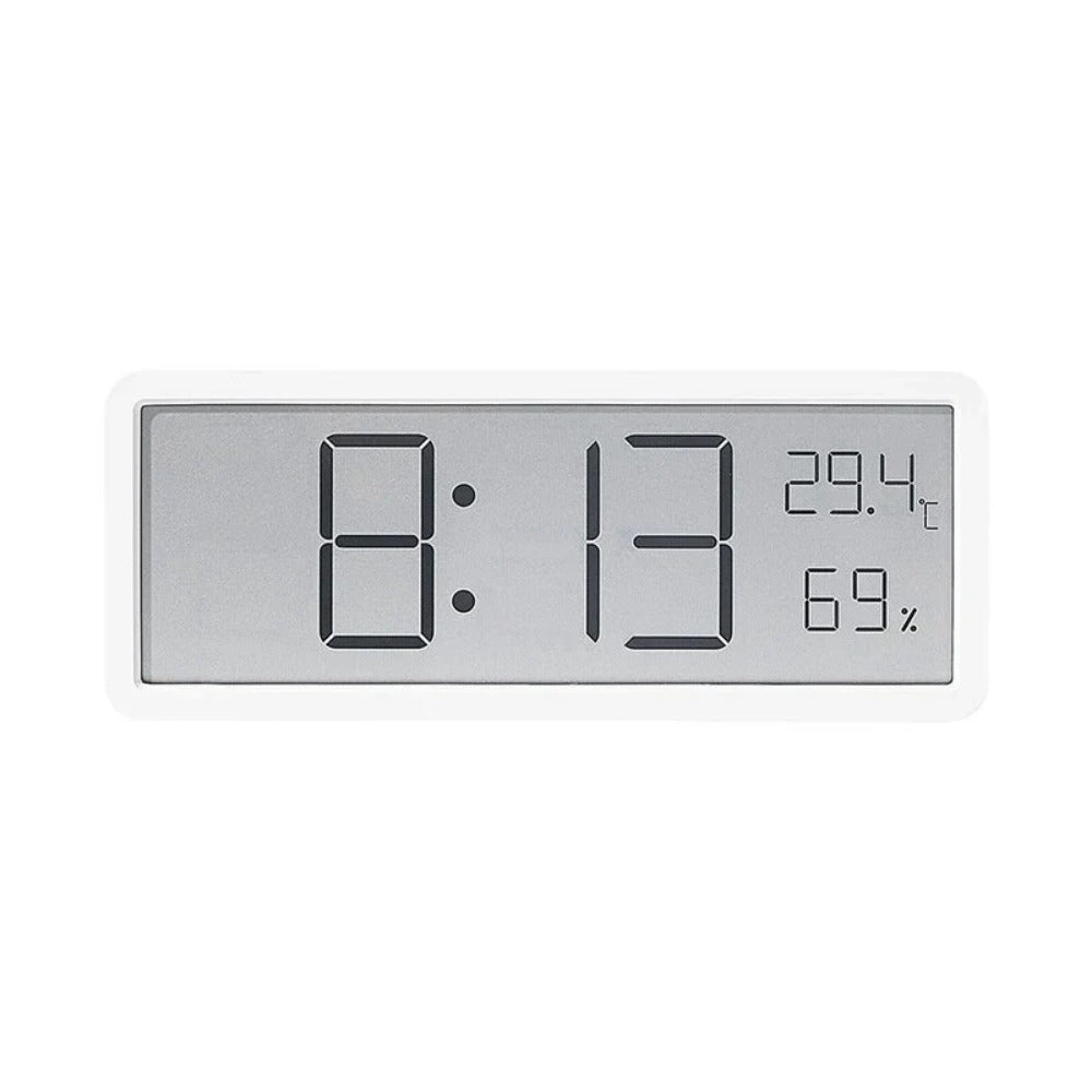 LCD Digital Wall Clock with Temperature, Humidity, and Time Display - Battery Powered Desktop Clock