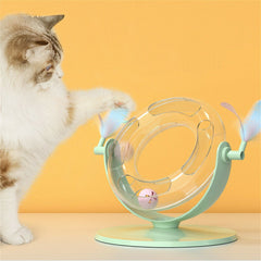 Cat Roller Coaster Toy Interactive Round Shape Toy 360 Rotation Toy with Ringing Bell Non-slip Design for Cats