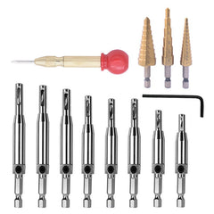 13Pcs Hole Drill Bit Combination Set High Speed Steel Hinge Head Imperial Pagoda Drill Golden Center Punch