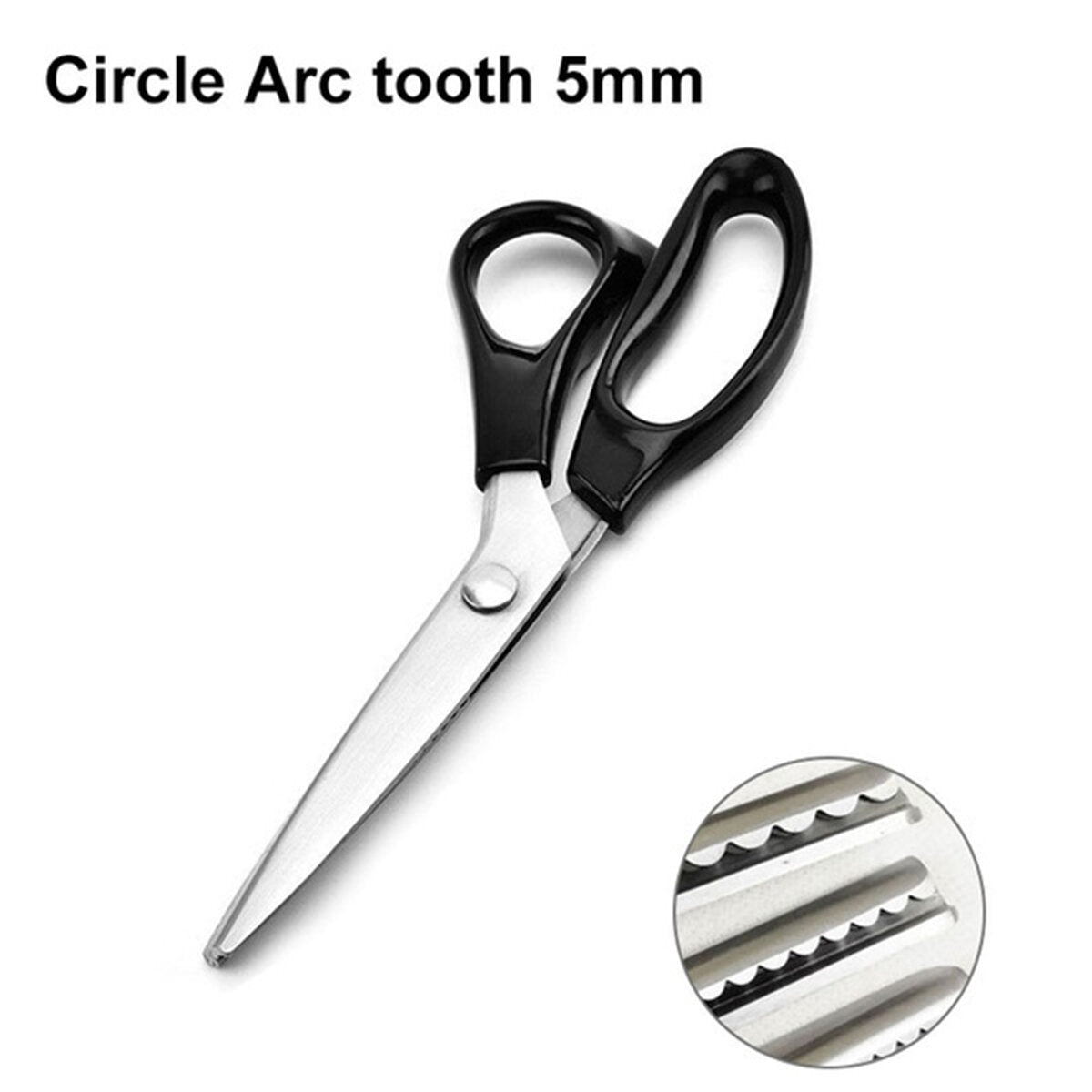 Circle Arc/Triangle Tooth Scissor Leather Handicraft Shear Scissors Fabric Edge Cutting Tools