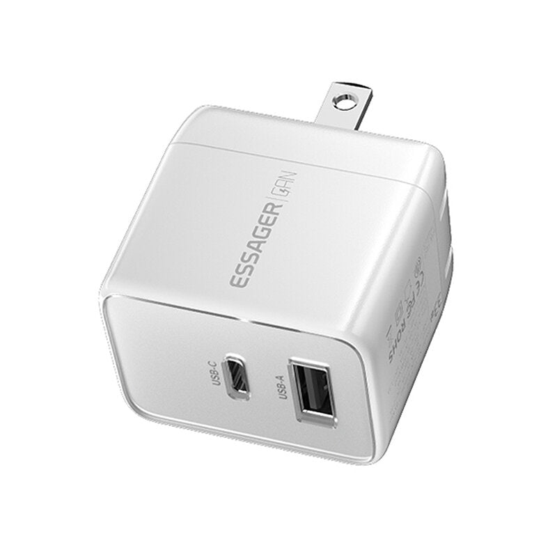 33W GaN USB PD Charger, Dual Port USB-A/USB-C, Fast Charging for iPhone, Hui, Xiaomi, Oppo