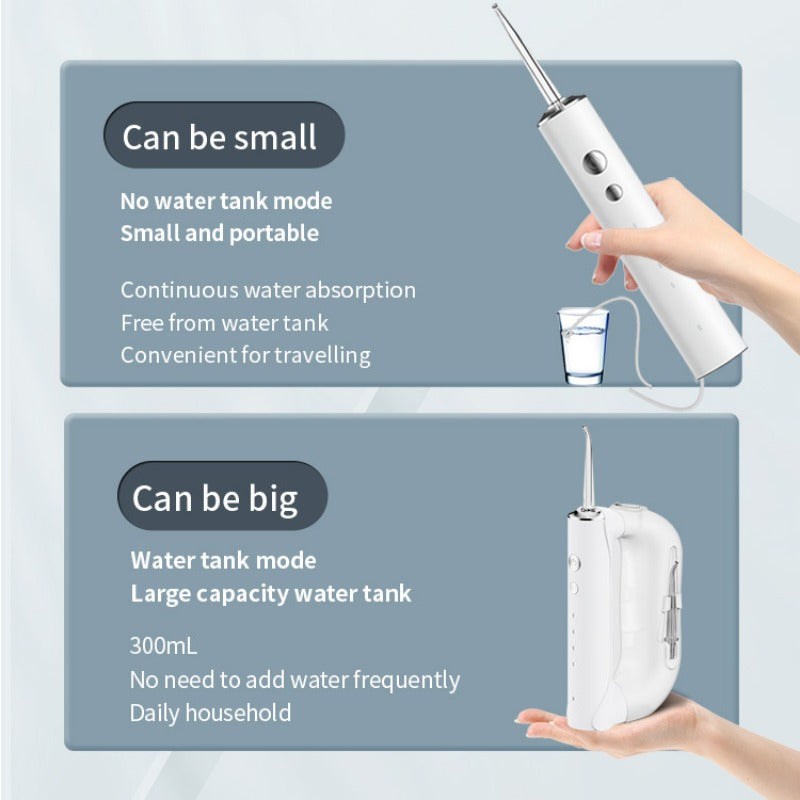 Portable Oral Irrigator Water Flosser – Multi-Function Dental Water Jet with 300ML Tank, Detachable Cleaner, Rechargeable, Waterproof for Superior Oral Hygiene