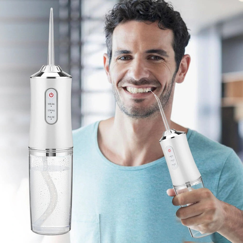 Cordless Water Flosser 220ml Oral Irrigator with 3 Modes, 4 Tips - IPX6 Waterproof USB Dental Cleaner for Home & Travel