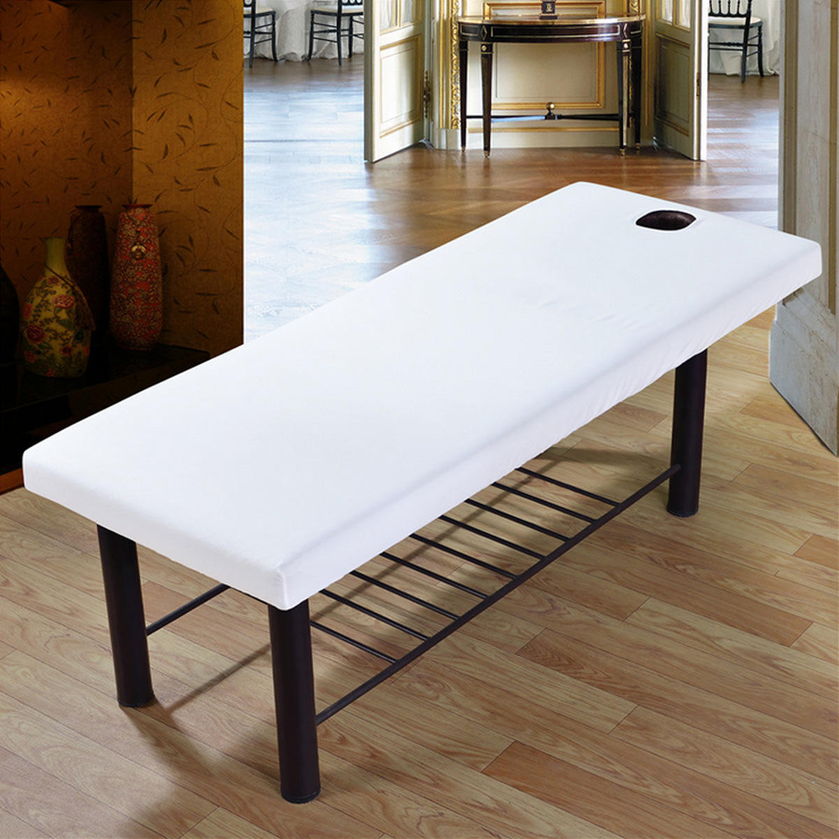 Electric Massager Accessories Treatment Bed Cover Polyester Cotton Table Sheet with Face Breath Hole