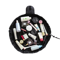 Polyester Solid Color Drawstring Cosmetic Bag Travel Portable Lazy Storage Bag