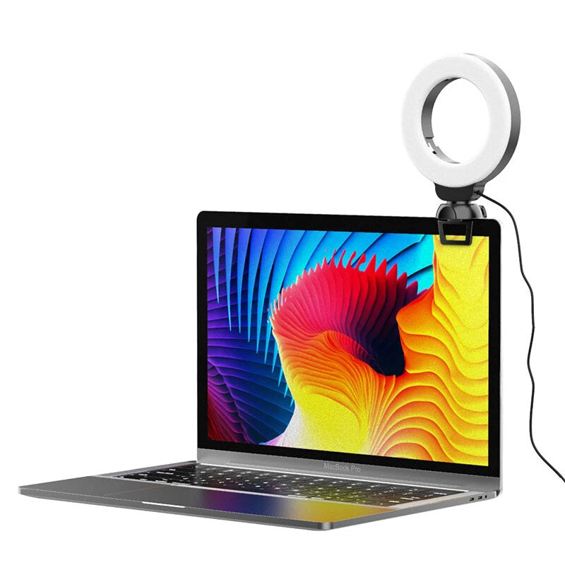 LED Video Light Ring Lamp With Clip Fill Light for iPad/Laptop Online Meeting Conference Light 4 Inch 3200K-6500K