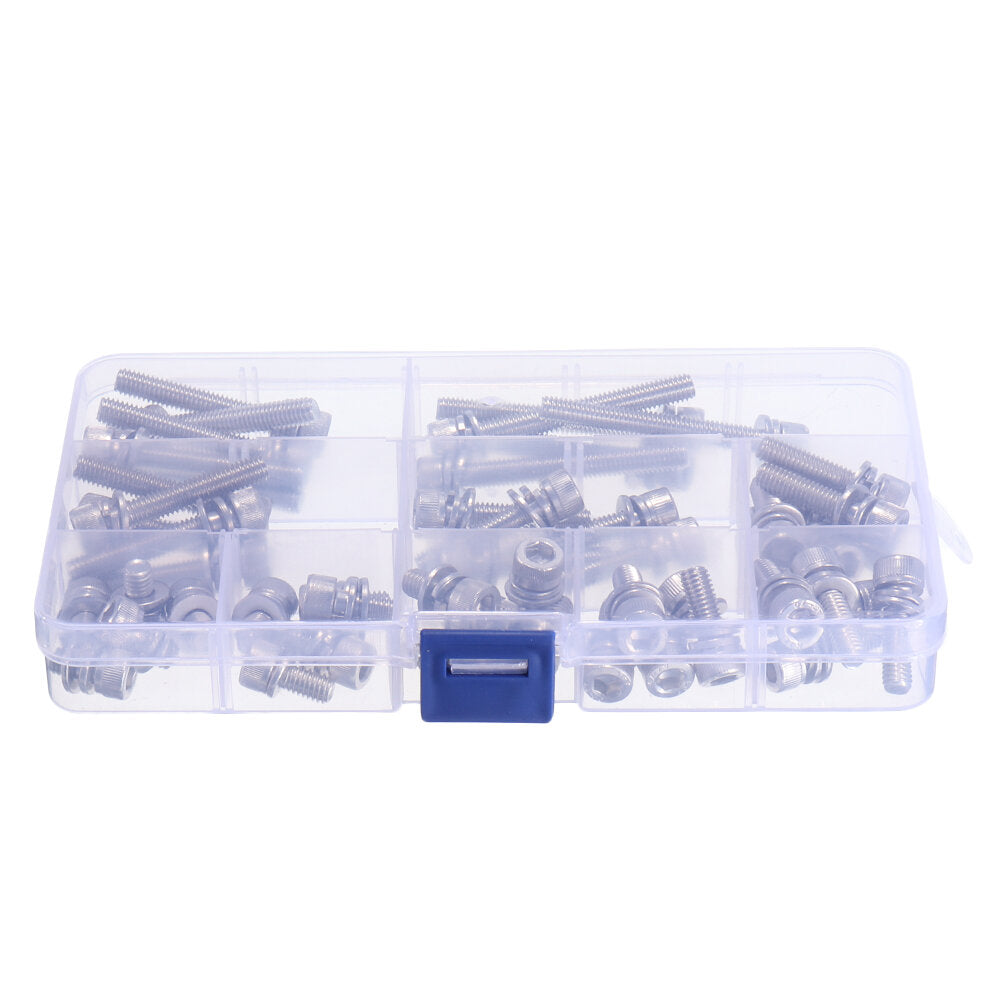 50Pcs M6 Hex Socket Knurled Cap Head Screw 304 Stainless Steel Bolt Assortment Set