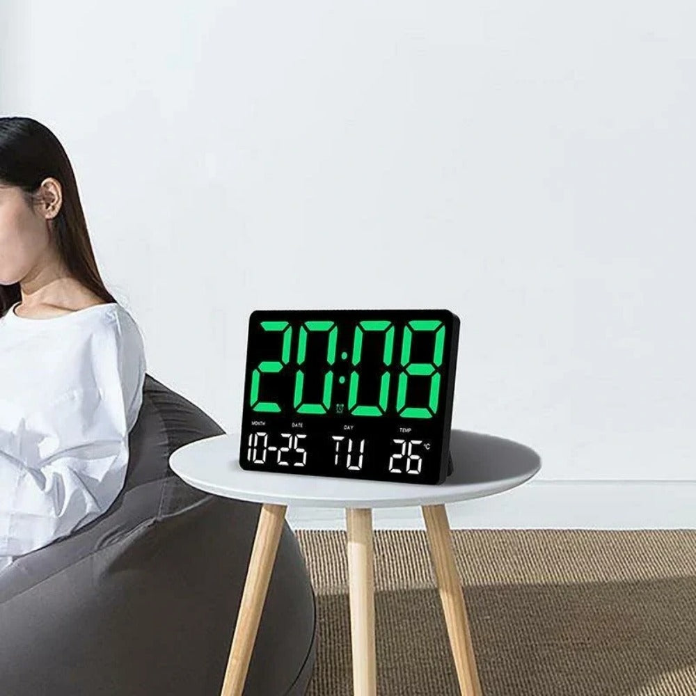 Large Digital LED Wall Clock: Remote Control, Adjustable Brightness, Temperature, Date, Week, 12/24H - Home/Office/Classroom