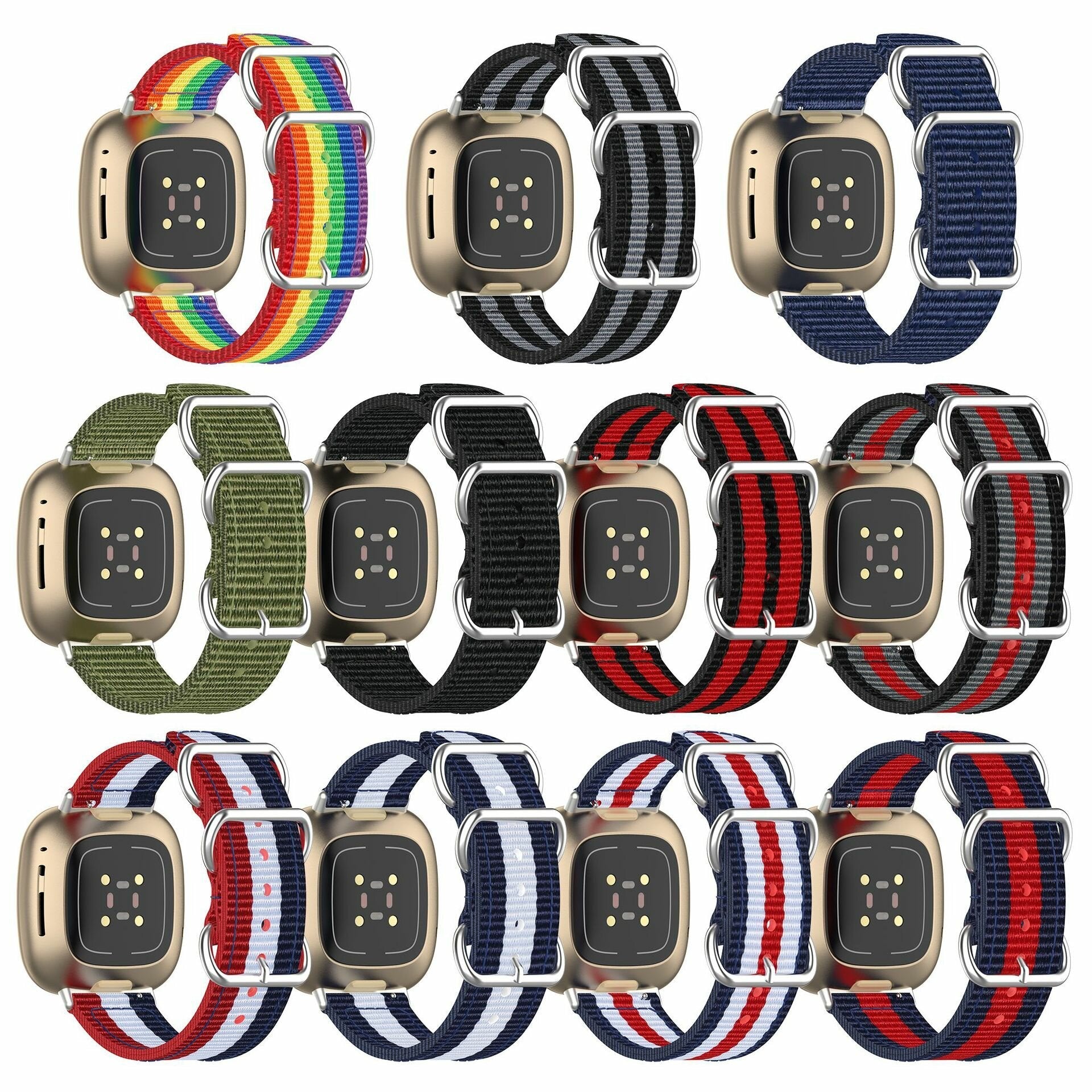 Colorful Sweatproof Canvas Watch Band Strap Replacement for Fitbit Versa3 / Sense