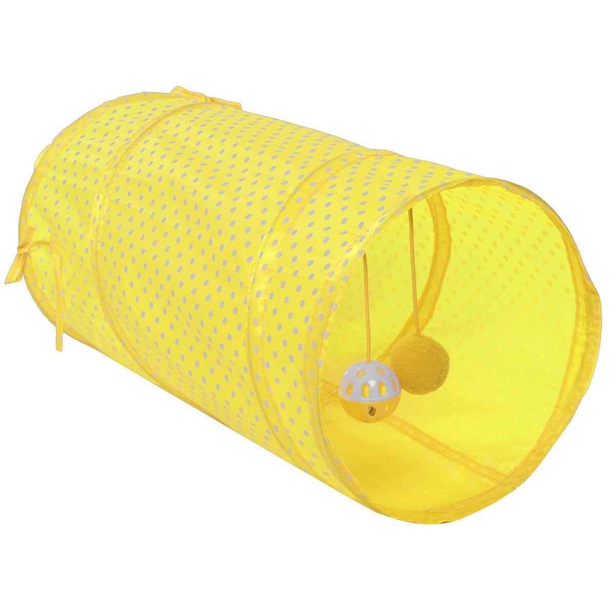 Collapsible Training Pet Cat Tunnel Toy with Bell And Plush Ball 2 Ways Tube