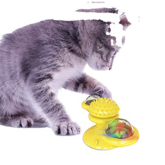 Rotating Turntable Cat Toy Pet Suction Cup Pet Ceaning Toy Comb Brushing Tooth Brush Toy