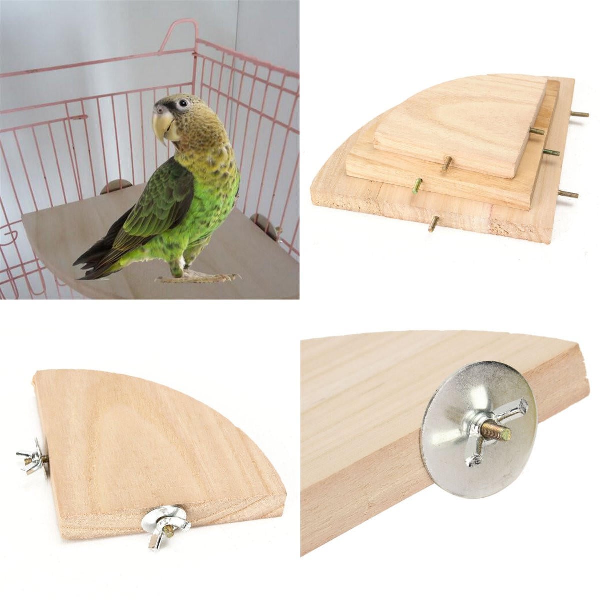 Wooden Coin Parrot Bird Cage Perches Stand Platform Pet Budgie Hanging Toy Pet Toys