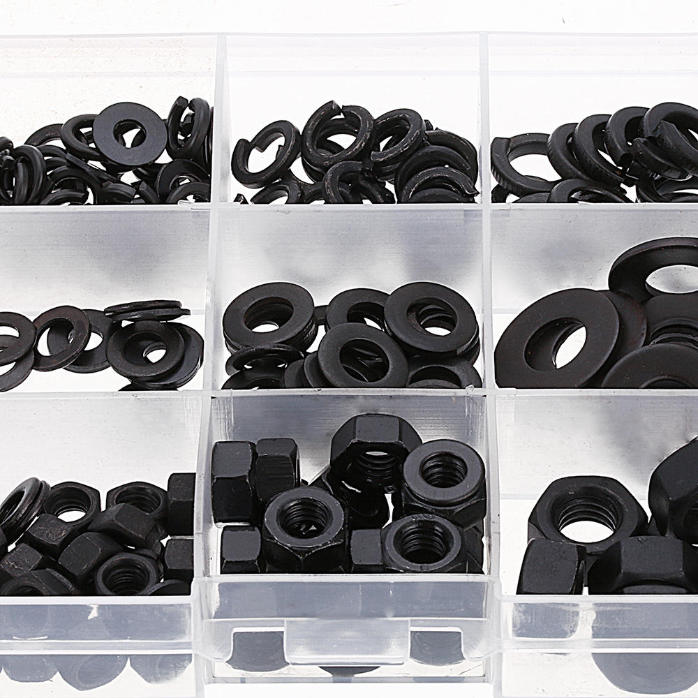 231pc Hex Nut Flat Washer Spring Lock Washer Carbon Steel M4/M5/M6/M8/M10 Assortment