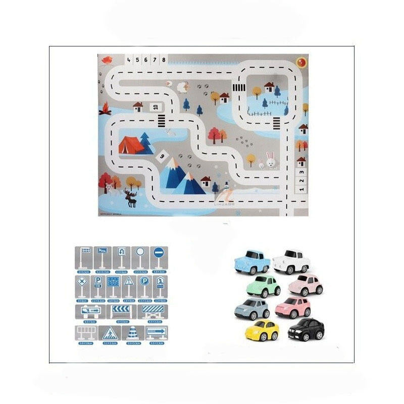 Parent-Child Play Indoor Outdoor Kid's Traffic Parking Lot Car Map Rug Nordic Portable Game Mat Baby Room Carpet