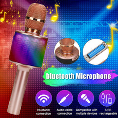 Wireless Microphone bluetooth Speaker HIFI TF Card AUX-In Luminous 2600mAh Music Player Recorder for K Songs Karaoke KTV Singing