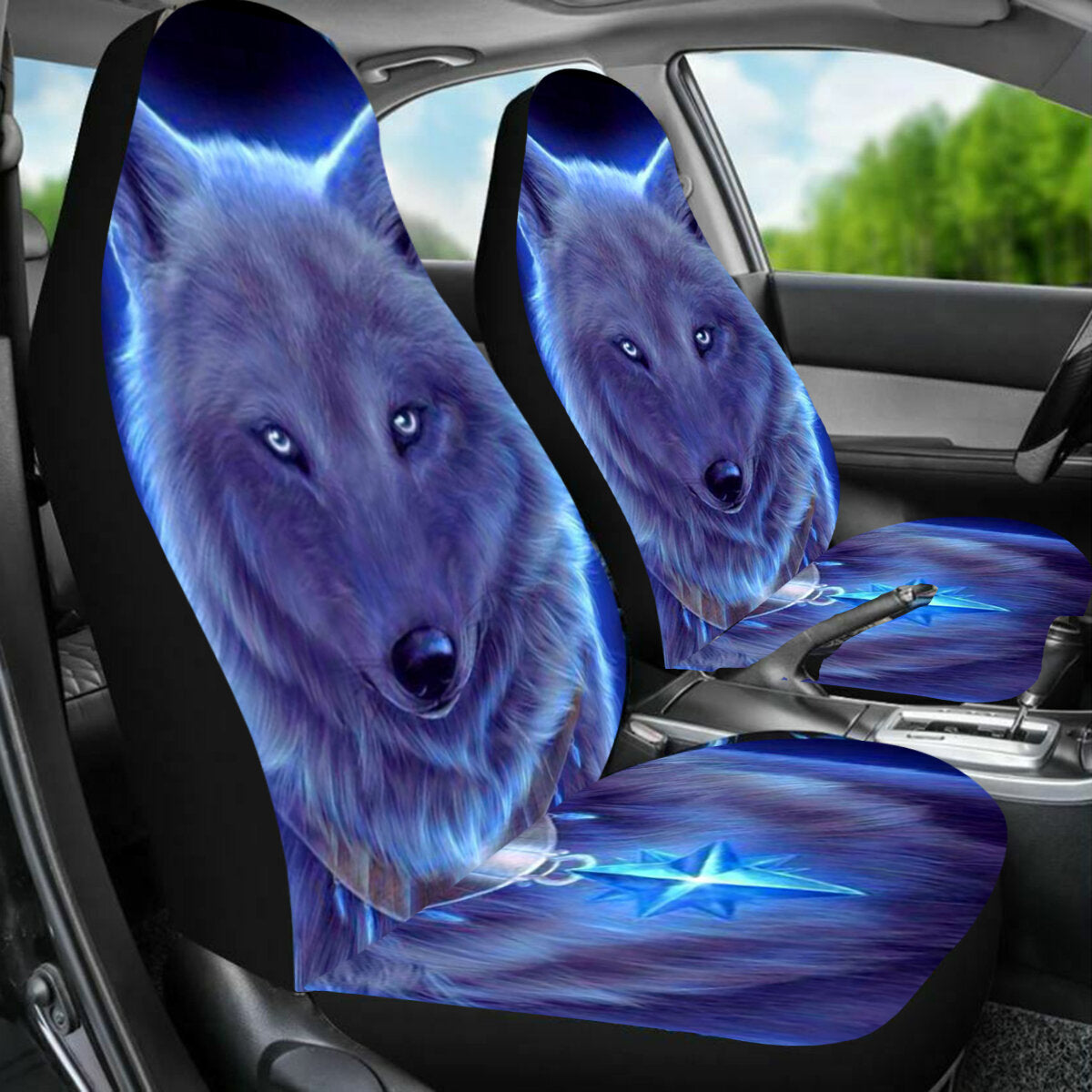 1/2/5 Seat Car Seat Cover Set Cushion Protector Cloth Universal Interior Accessories Automobile Seat Protector Wolf Style