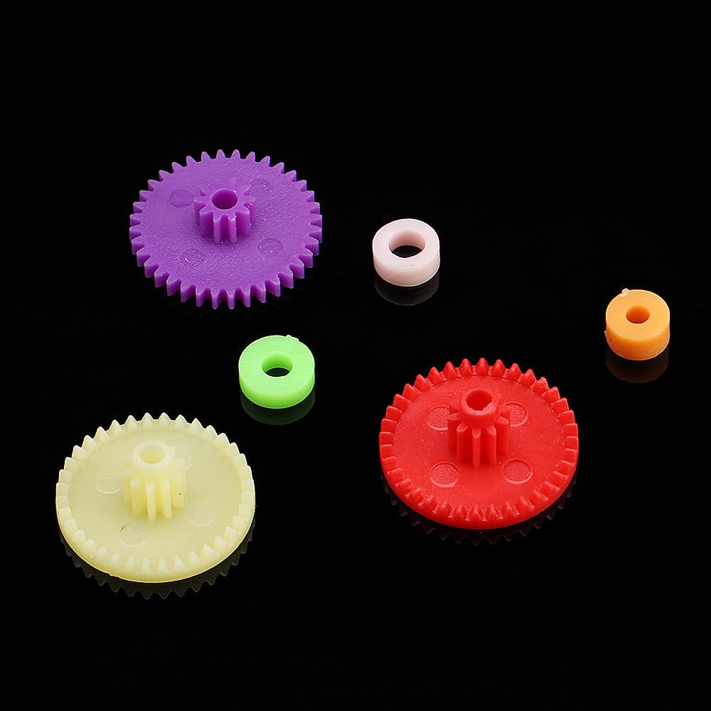 18pcs 0.4 Modulus Colorful Plastic Gears Transmission Shaft Model Rack Pulley Belt Worm Rod Set