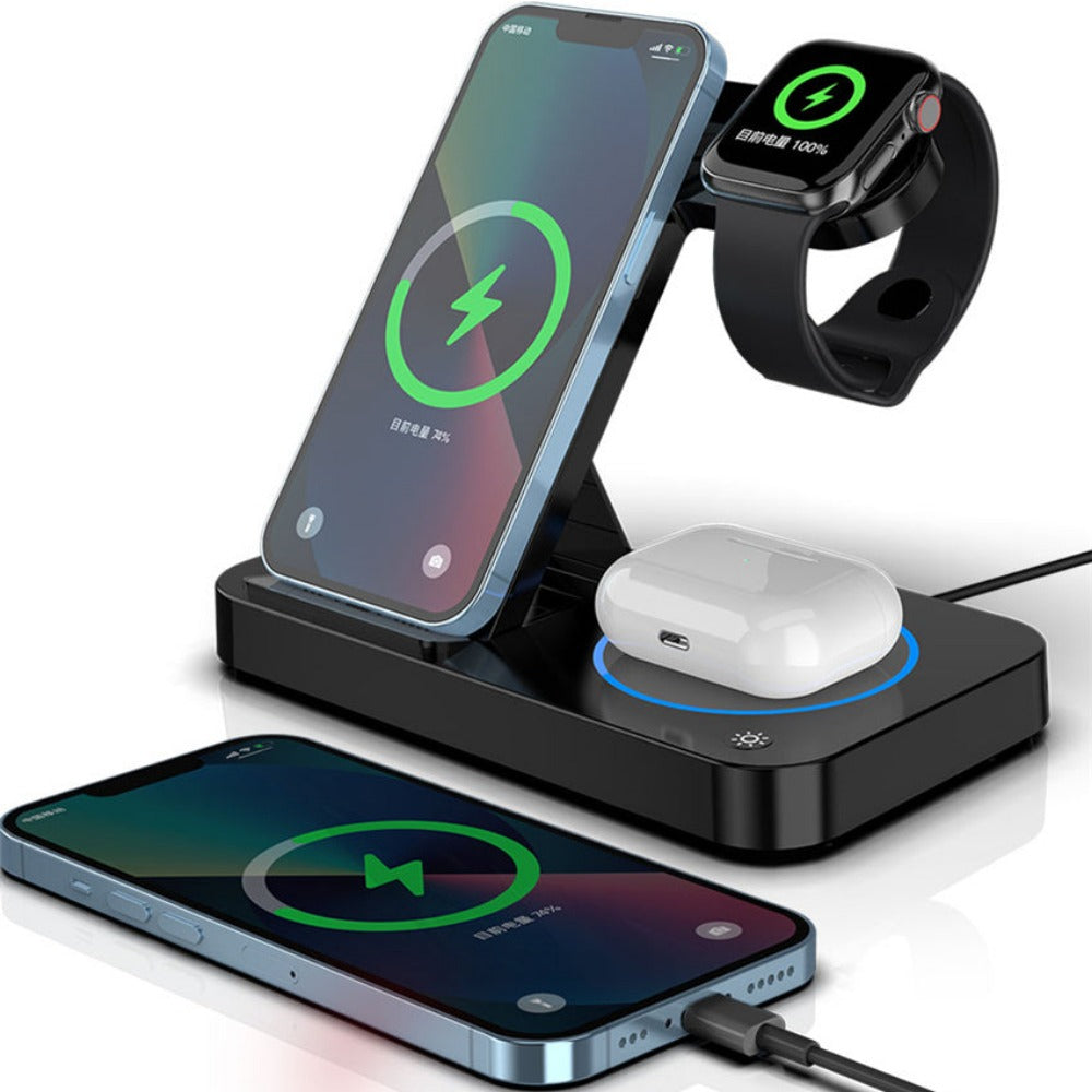 100W Foldable 4-in-1 Wireless Charger for iPhone, Apple Watch, Samsung Galaxy