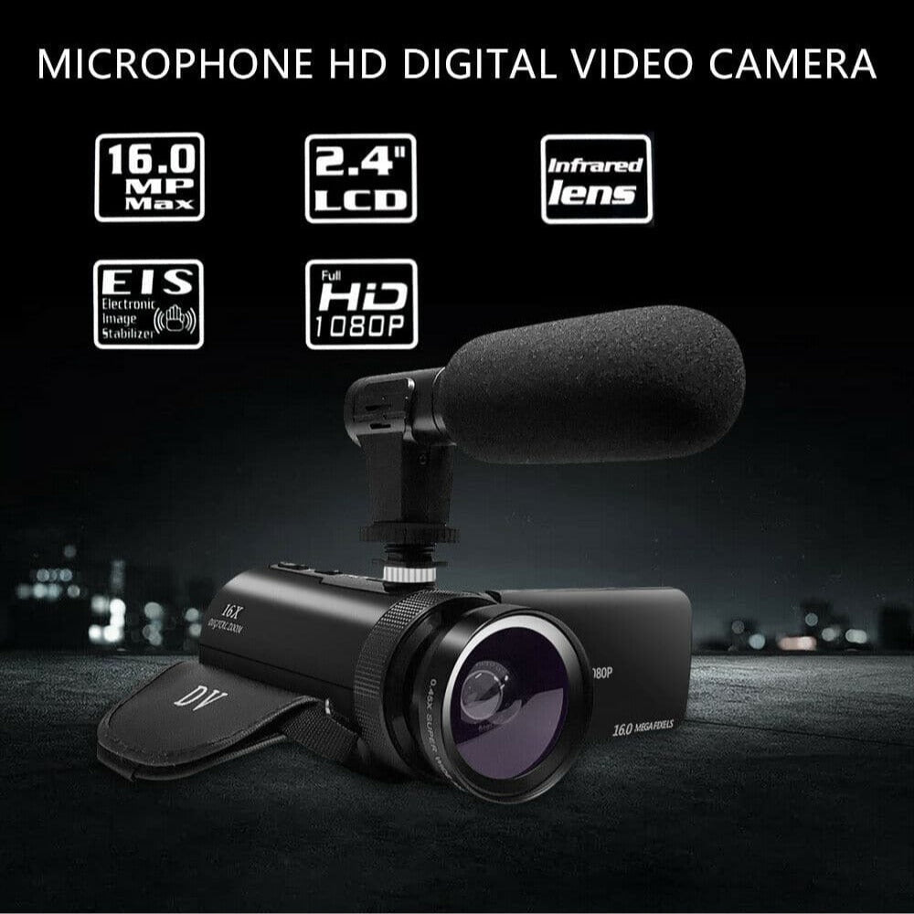 HD 1080P Digital Video Camera Camcorder with Microphone, 16MP Photography