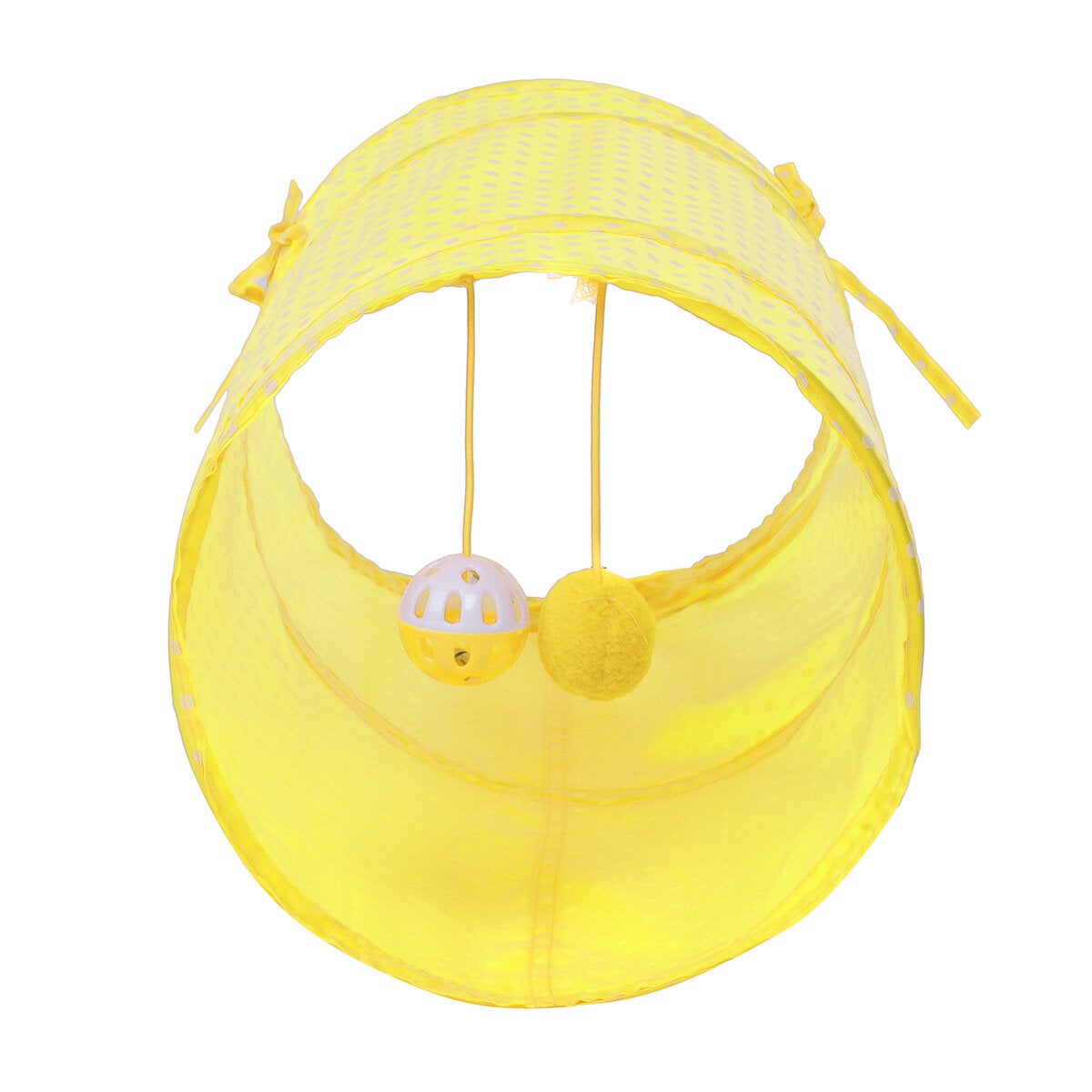 Collapsible Training Pet Cat Tunnel Toy with Bell And Plush Ball 2 Ways Tube