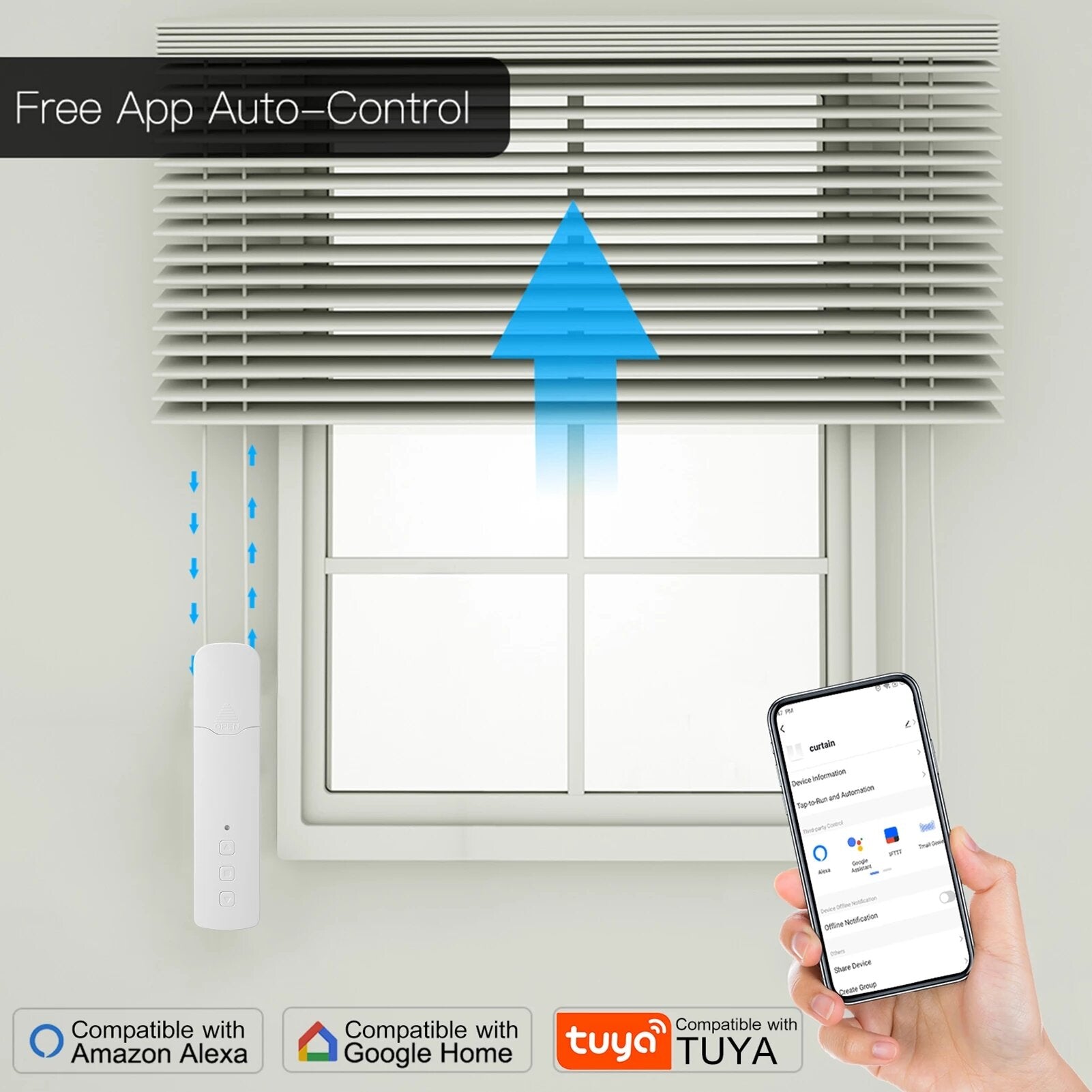 Wifi Smart Bead Curtain Motor Electric Roller Blind Manual Control Voice Control Work with Tuya Smart Life APP Support Google Home Alexa