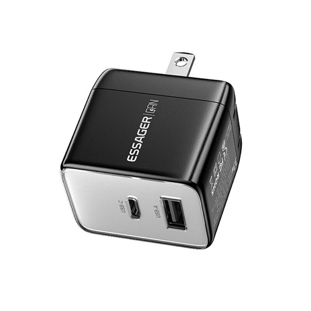 33W GaN USB PD Charger, Dual Port USB-A/USB-C, Fast Charging for iPhone, Hui, Xiaomi, Oppo