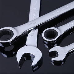 8-32mm Steel Silver Metric Spanner Open End Wrench Ratchet Ring Mechanic Tool